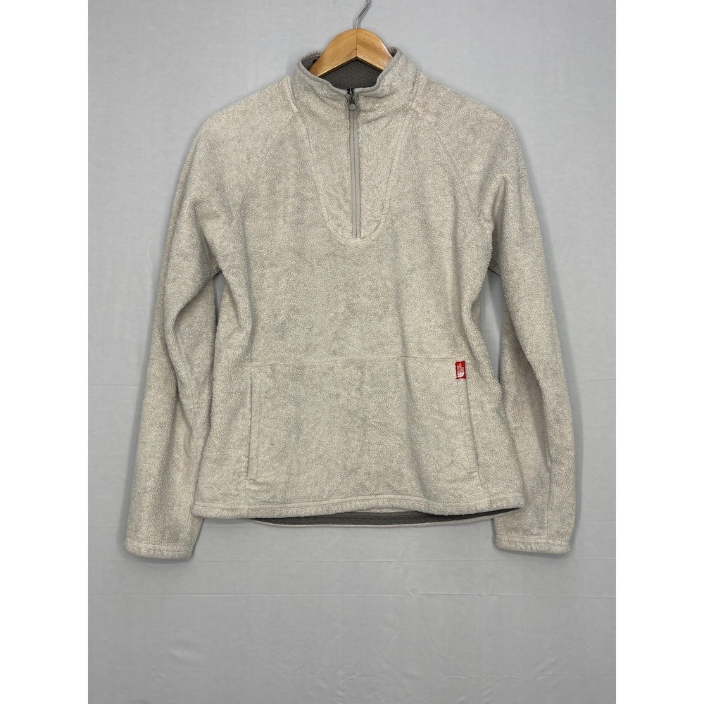 The North Face Quarter Zip Fleece Pullover Jacket Womens Beige Raglan Sleeve M